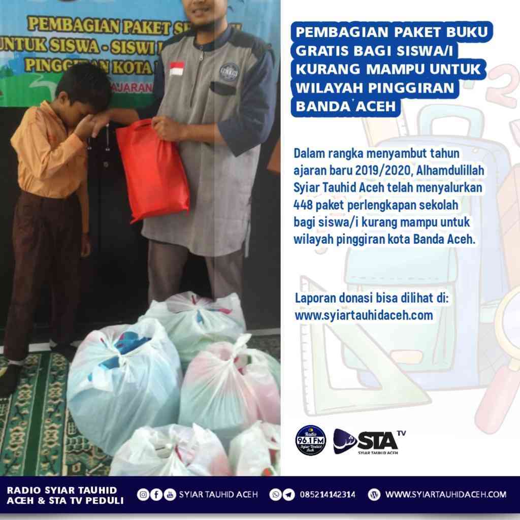Laporan Donasi Program Berbagi Perlengkapan Sekolah 2019/2020 Bagi Siswa/i Kurang Mampu di pinggiran kota Banda Aceh