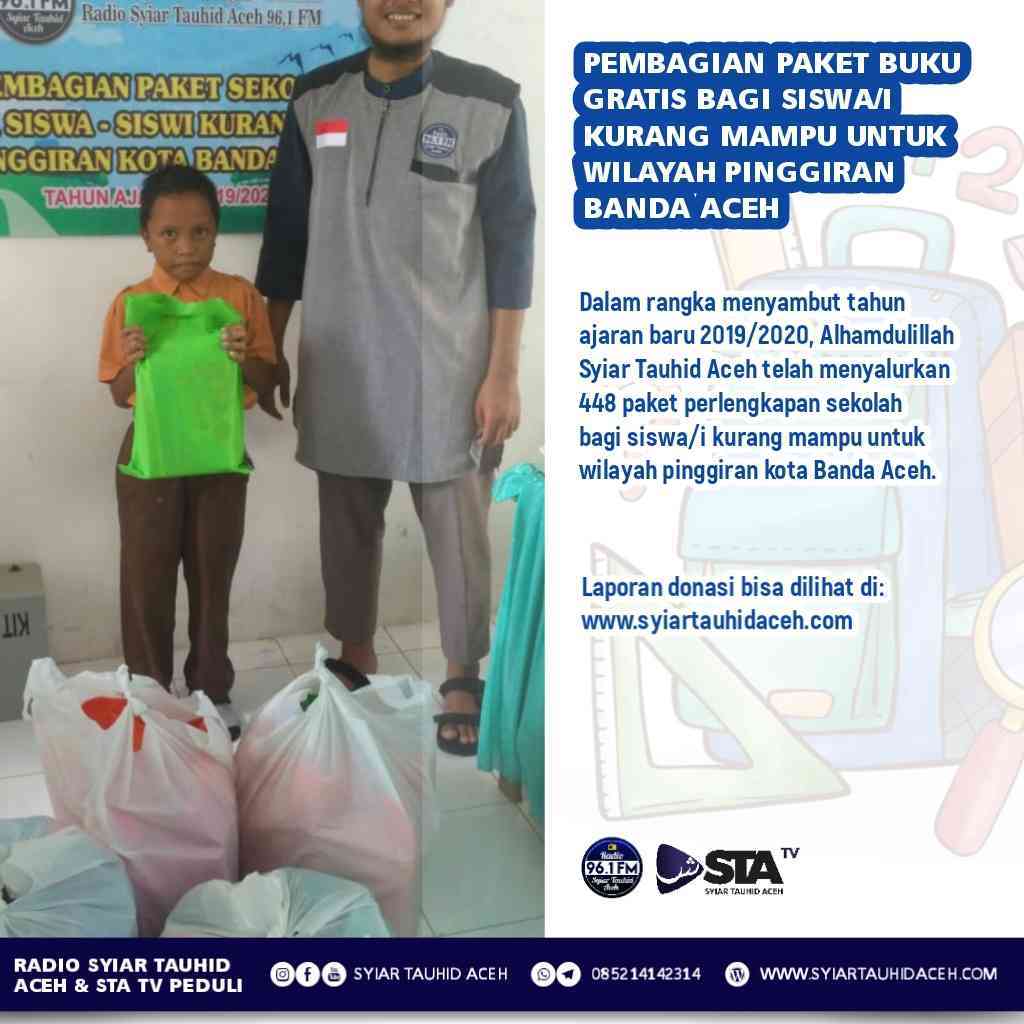 Laporan Donasi Program Berbagi Perlengkapan Sekolah 2019/2020 Bagi Siswa/i Kurang Mampu di pinggiran kota Banda Aceh